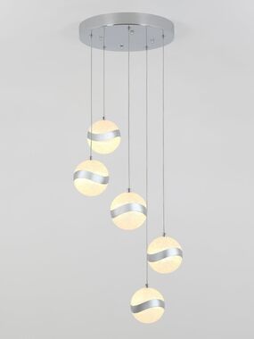 NIB Artika Wavey 5-Light LED Chrome Crystal Pendant Chandelier PDT-5WA-C